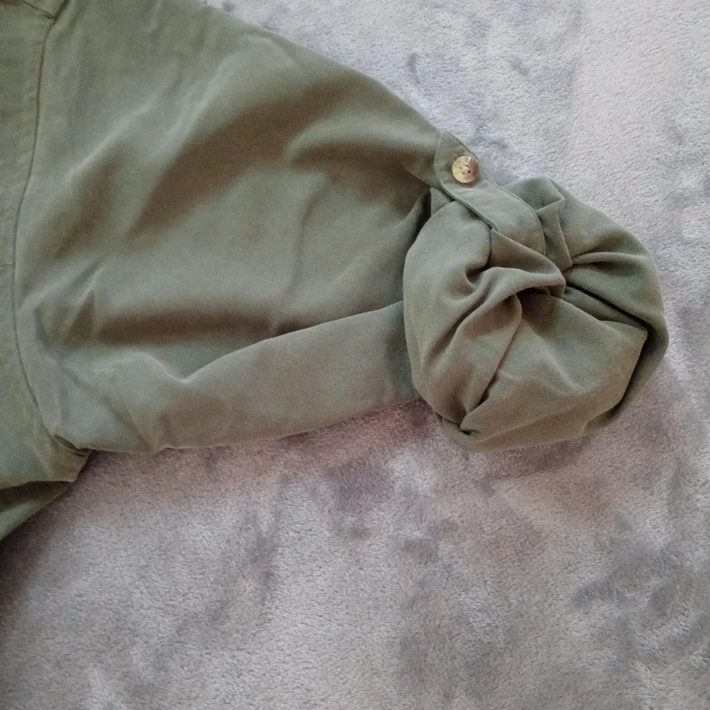 The North Face Shirt‎ Mens XXL Green Long Sleeve Button Down Zip Pocket A412